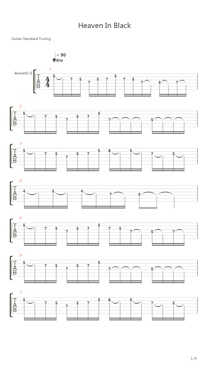 Heaven In Black吉他谱