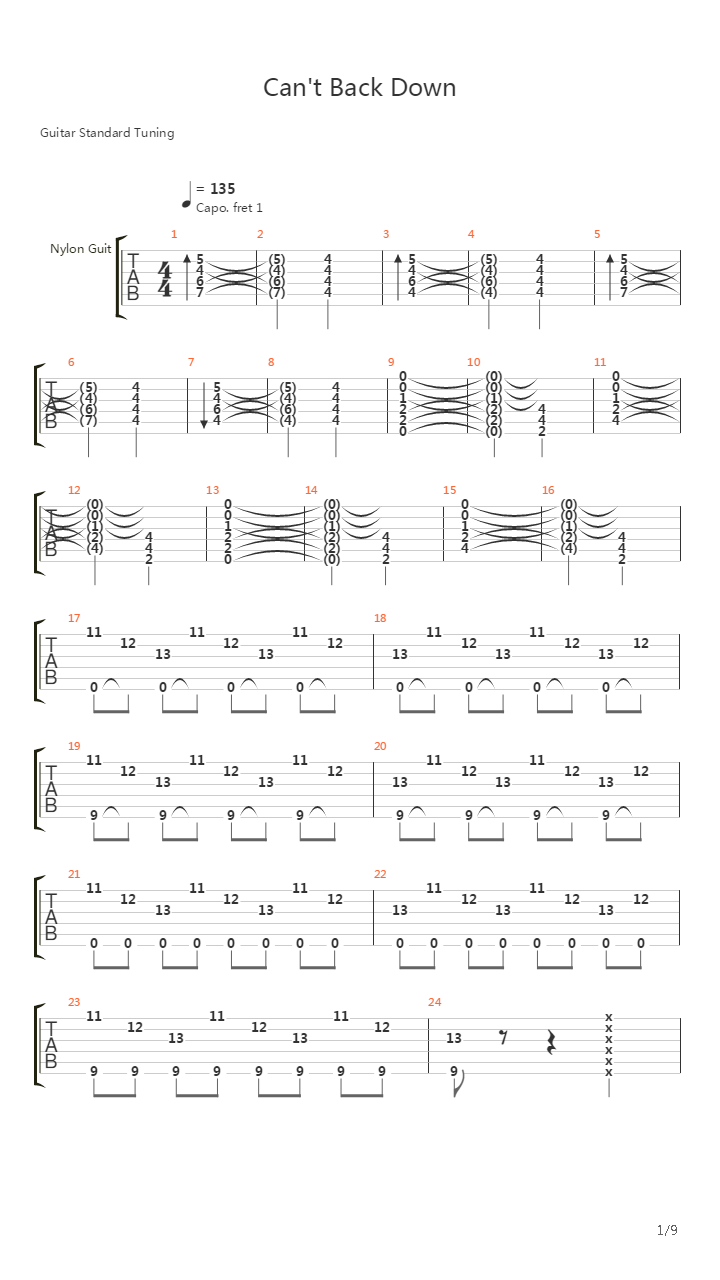 Cant Back Down吉他谱