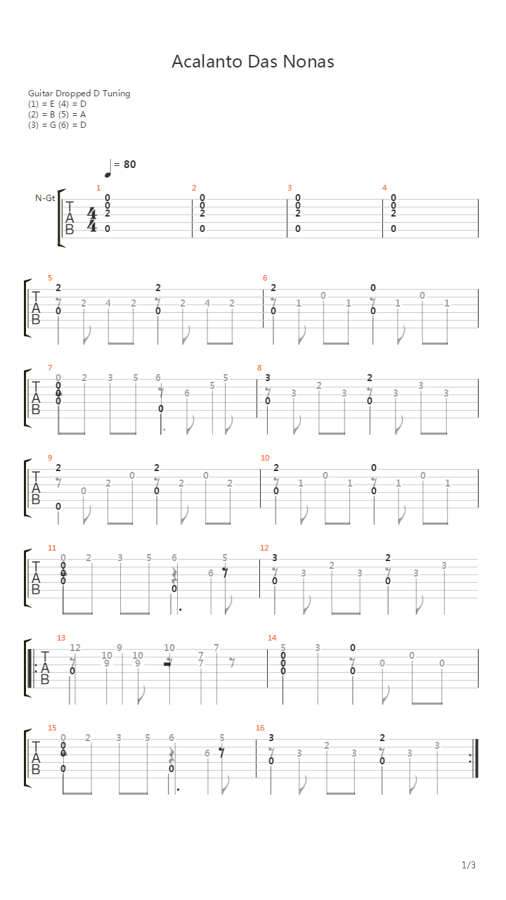 Acalanto Das Nonas吉他谱