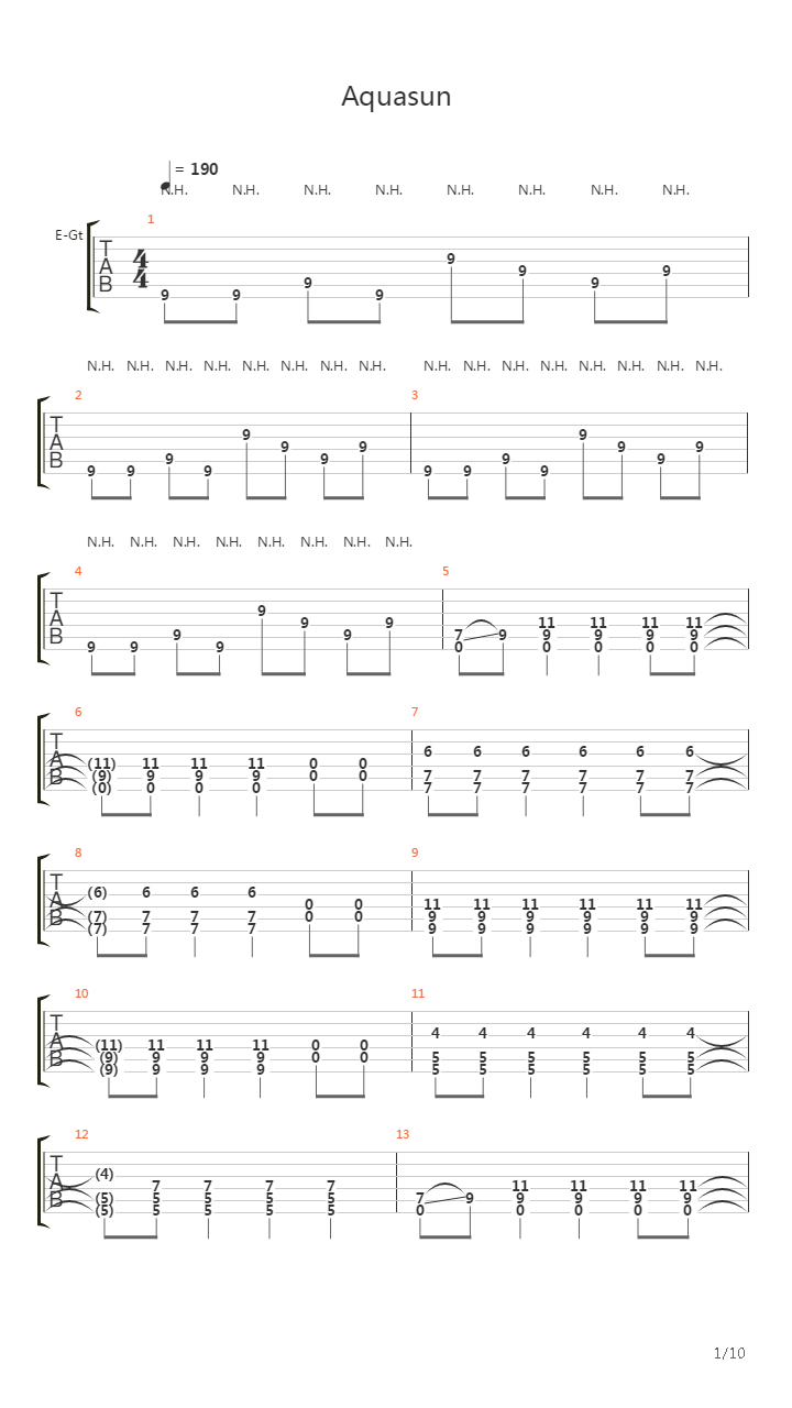 Aquasun吉他谱