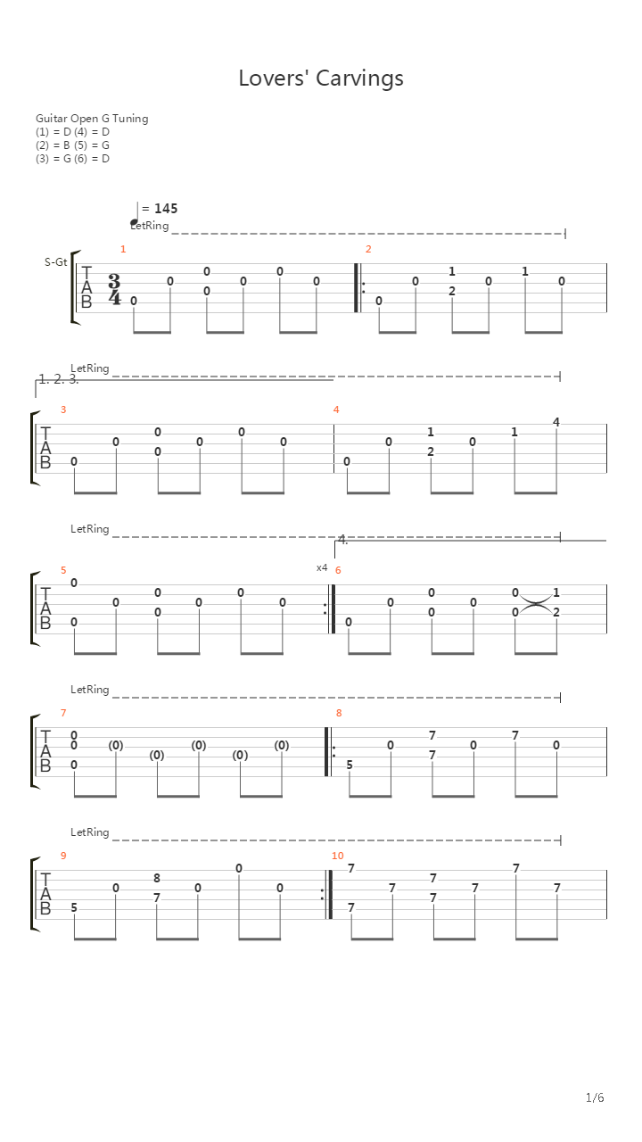 Lovers Carvings吉他谱