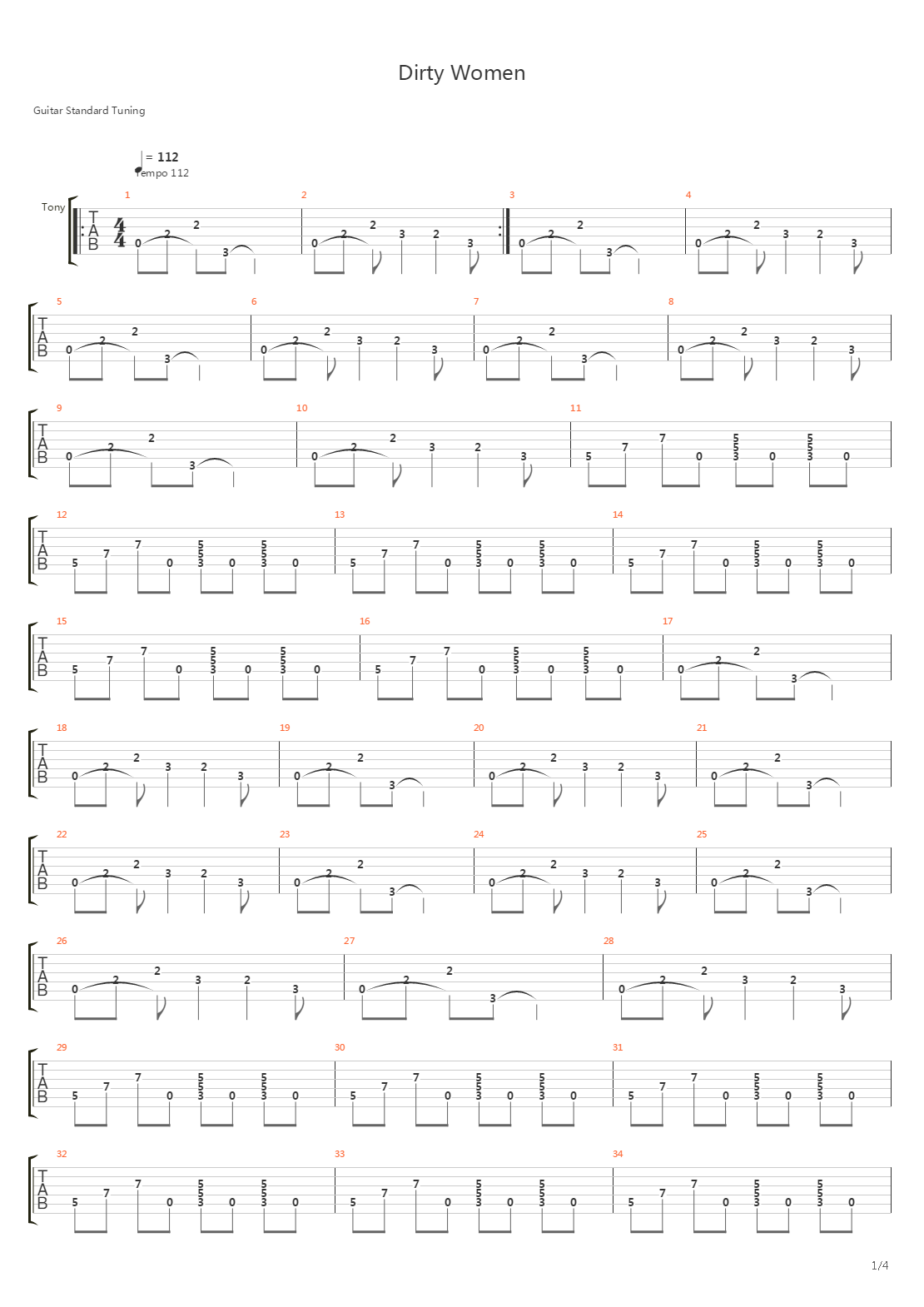 Dirty Woman吉他谱