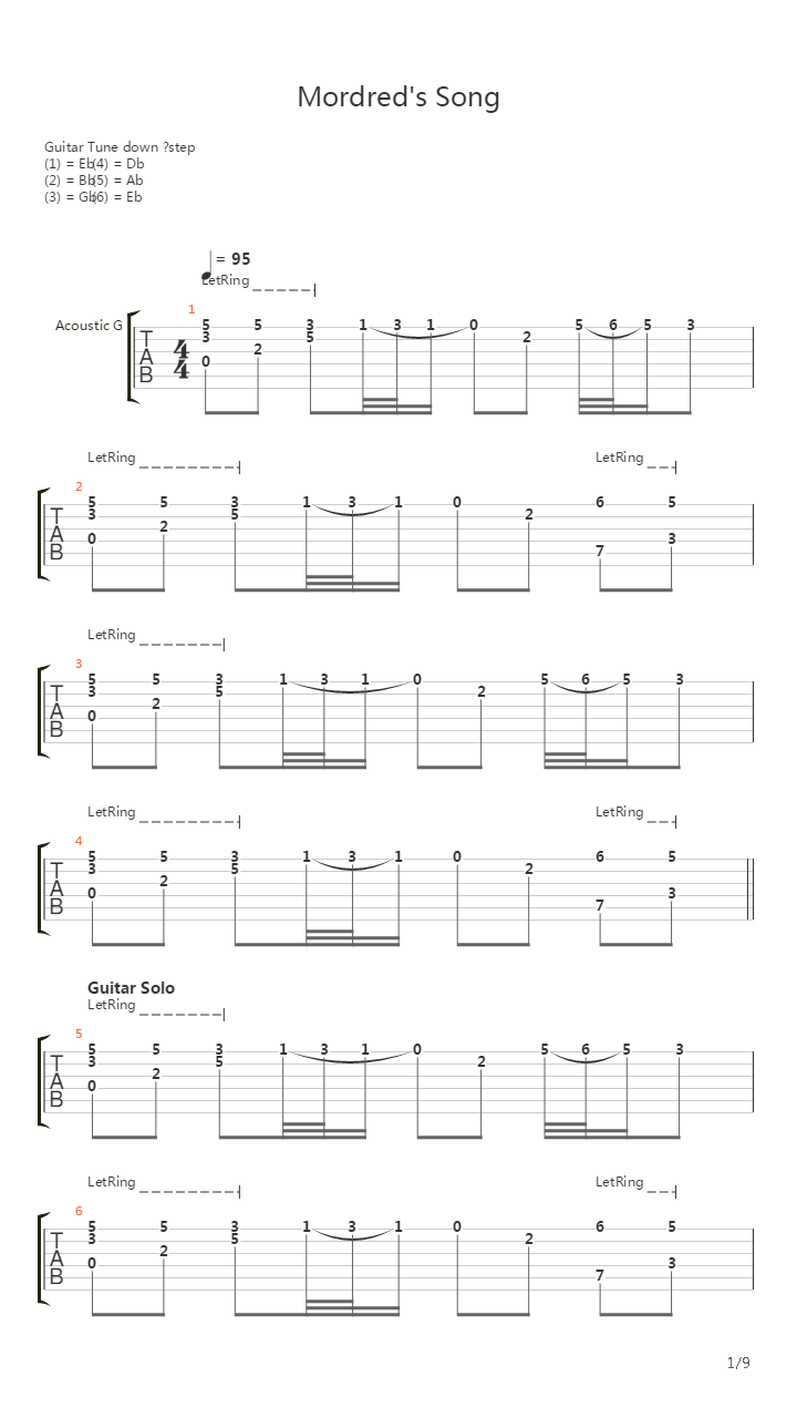 Mordreds Song吉他谱