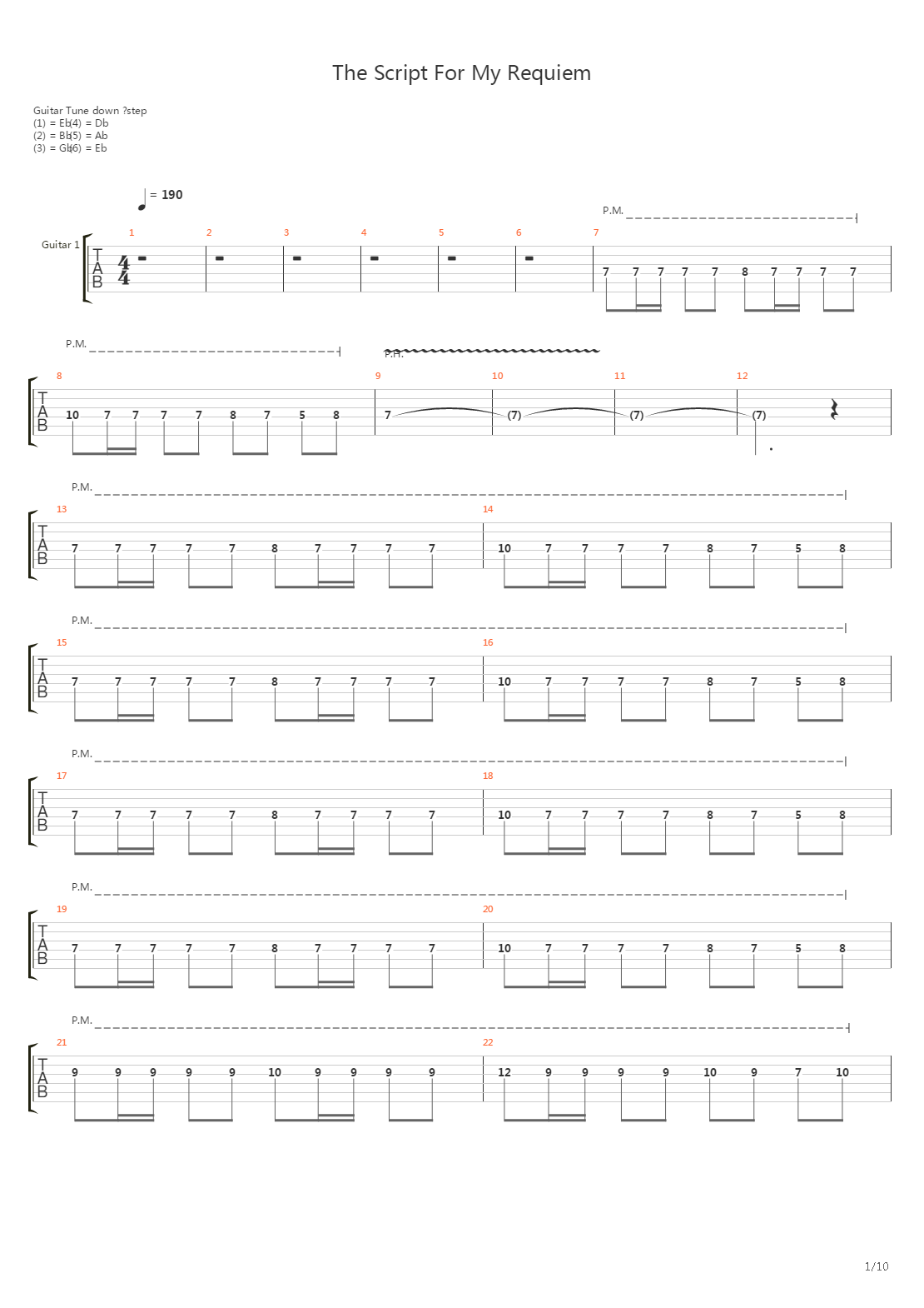 The Script For My Requiem吉他谱