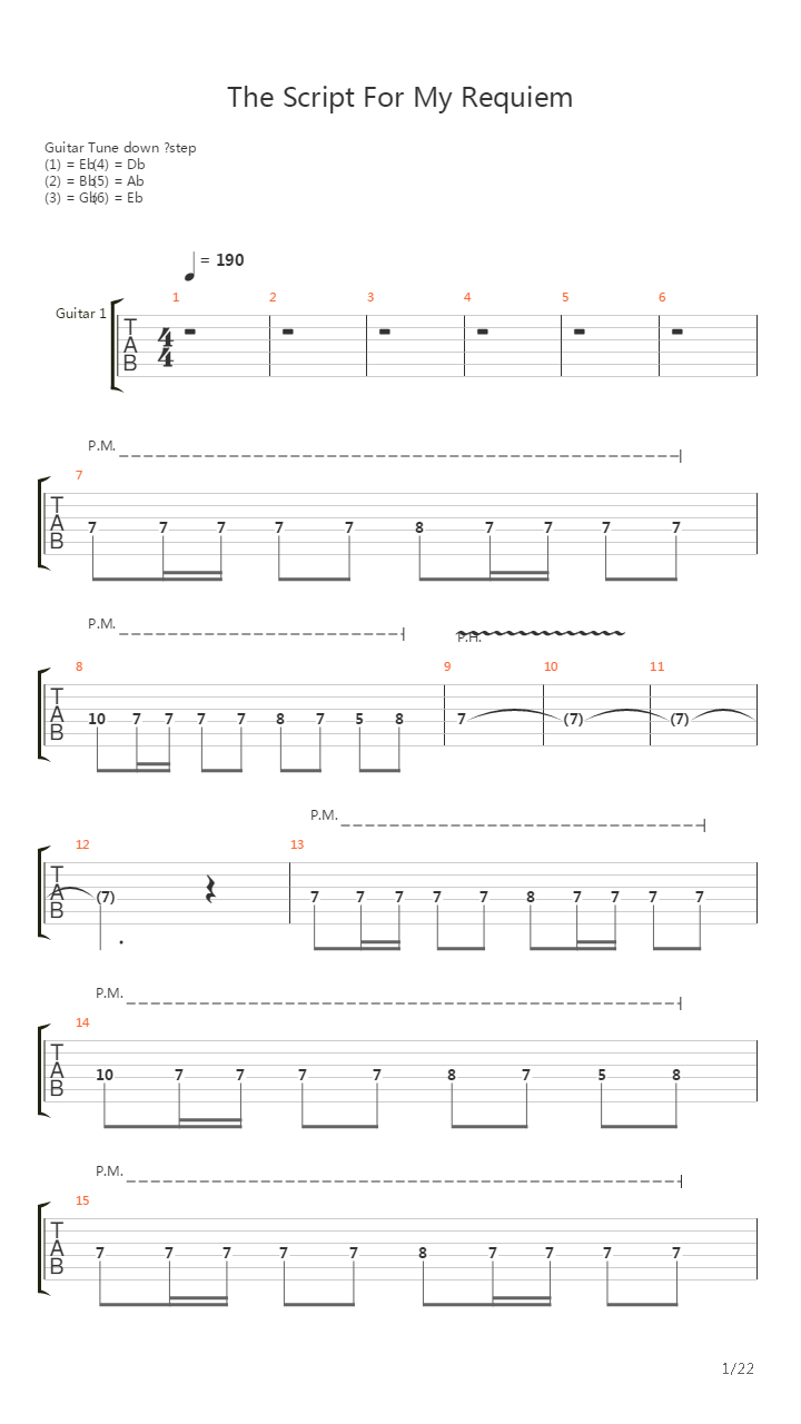 The Script For My Requiem吉他谱