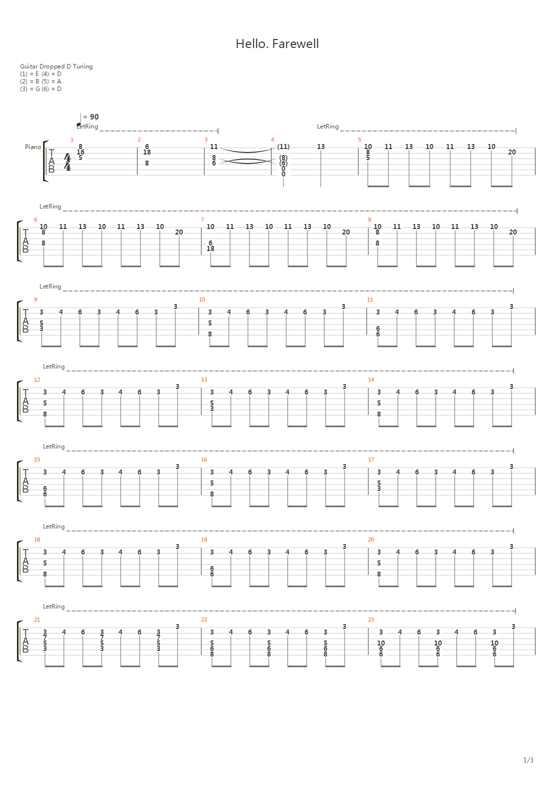Hello Farewell吉他谱