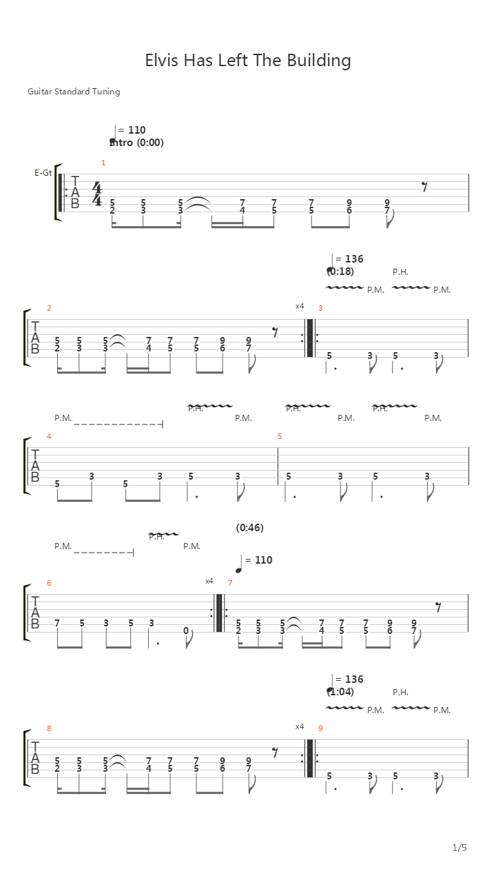 Elvis Has Left The Building吉他谱