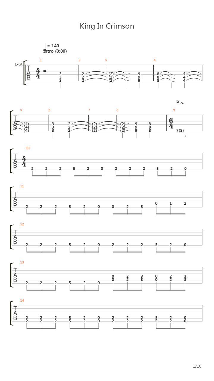 King In Crimson吉他谱