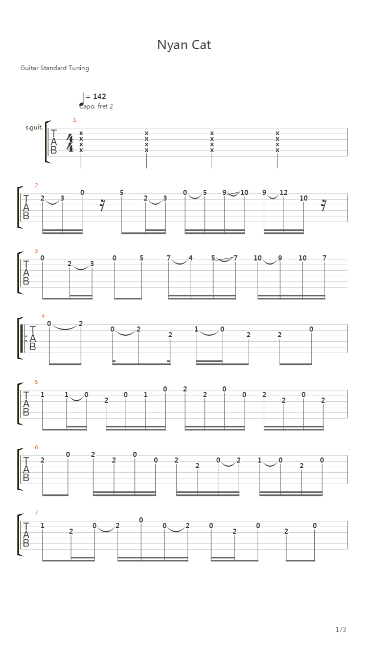 Nyan Cat吉他谱