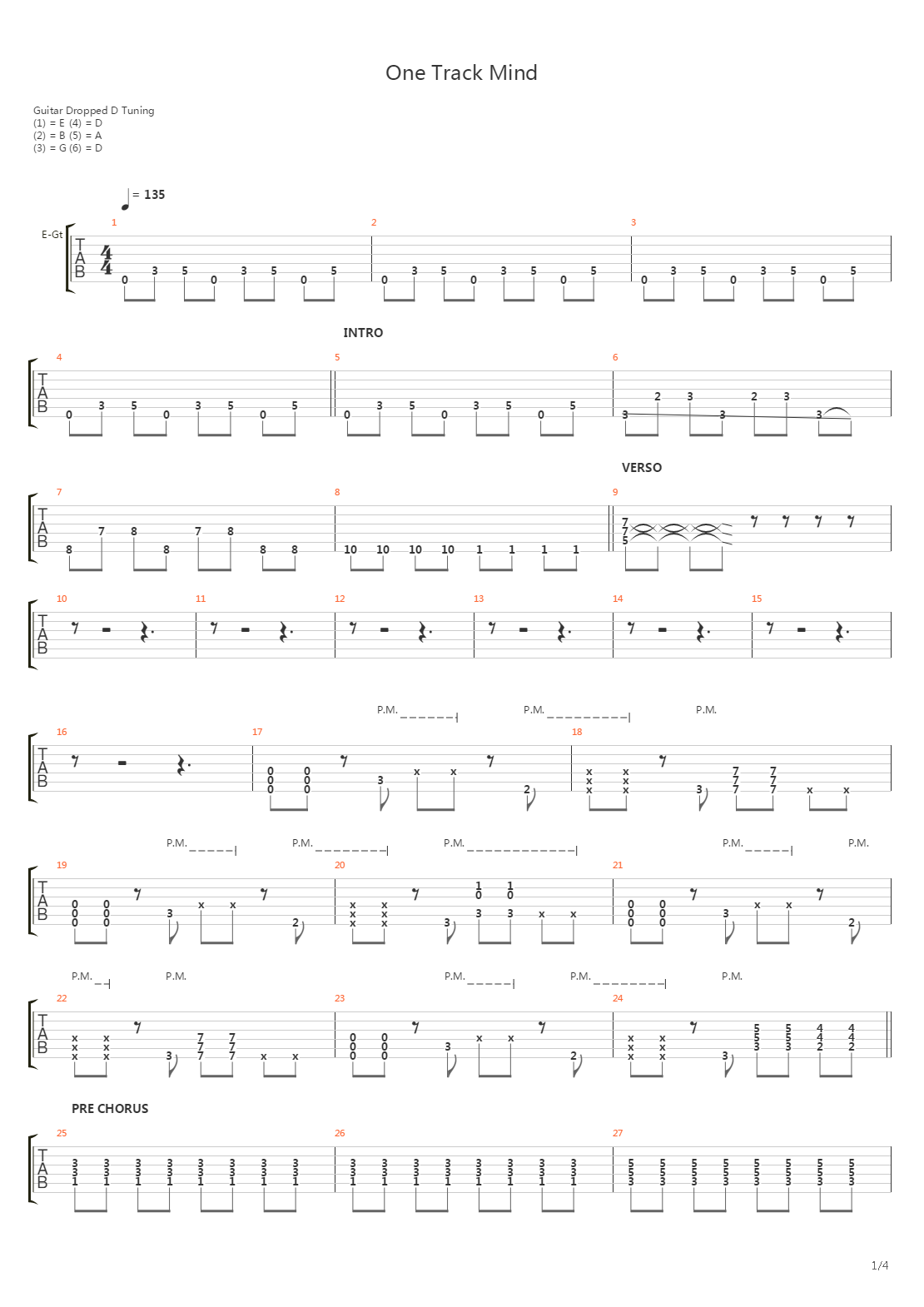 One Track Mind （keyboard add ver.）吉他谱