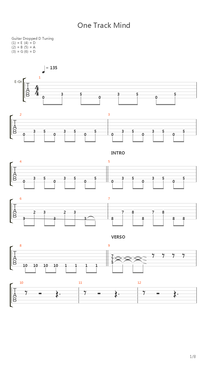 One Track Mind （keyboard add ver.）吉他谱