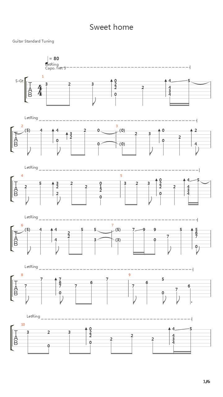 Sweet home吉他谱
