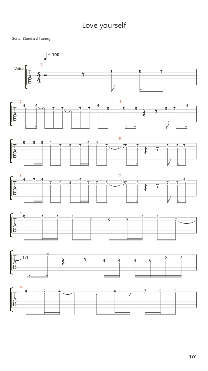 Love yourself（吉他弹唱谱）吉他谱