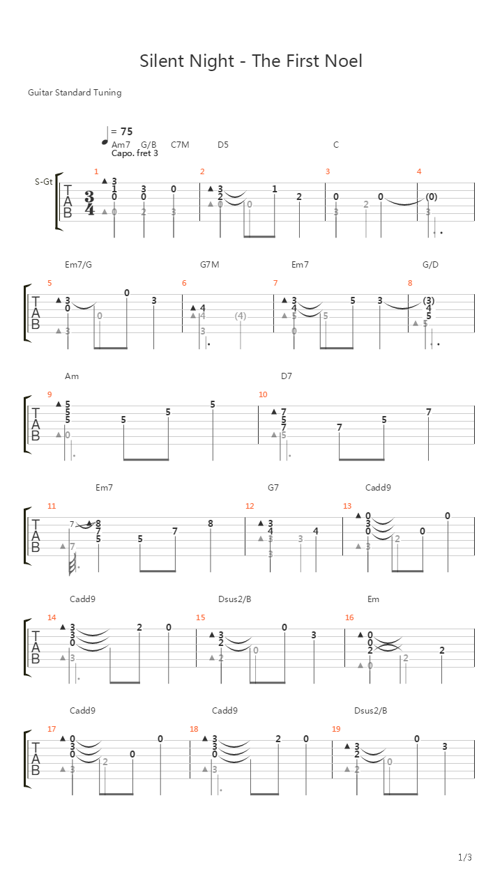 Silent Night(The First Noel)吉他谱