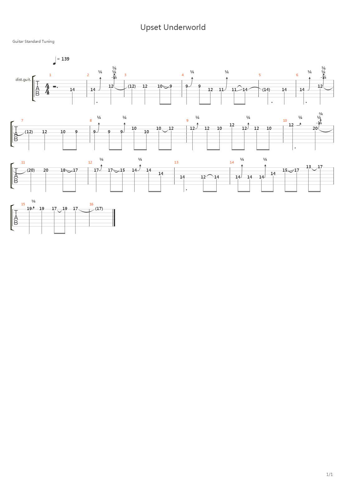 Upset Underworld（尾段solo）吉他谱