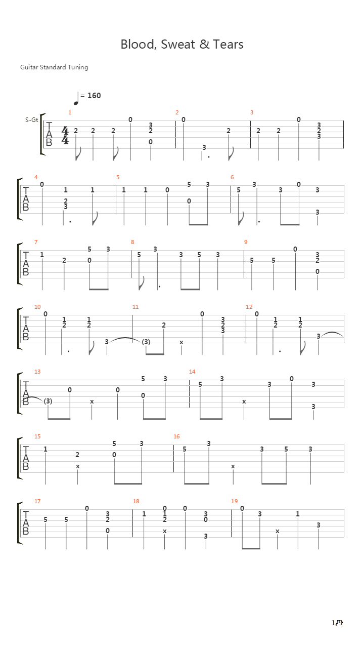 blood sweat & tear吉他谱