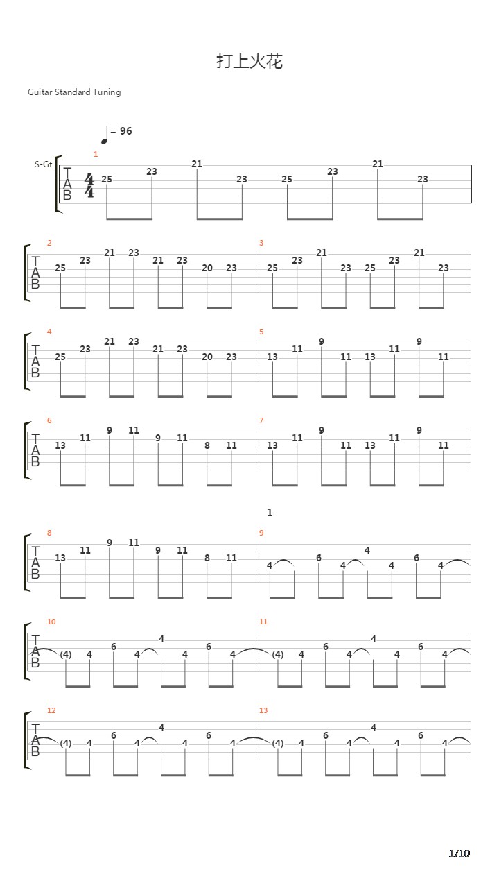 打上花火(自制乐队总谱)吉他谱