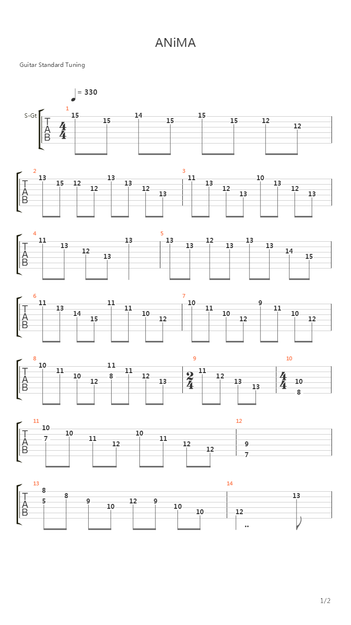 ANiMA吉他谱
