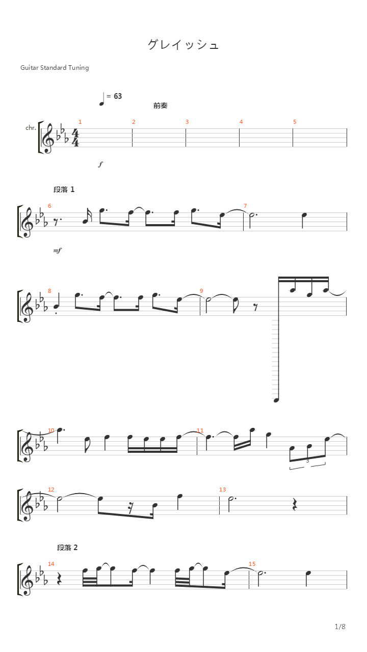 グレイッシュ吉他谱