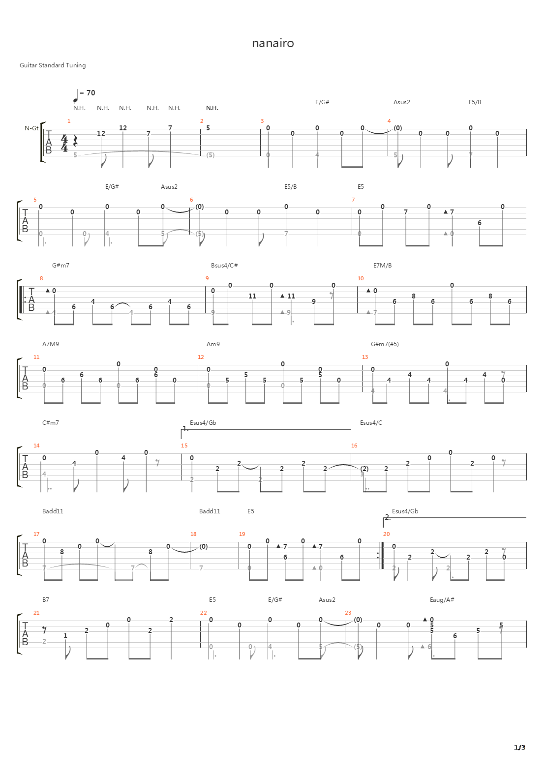 Nanairo吉他谱