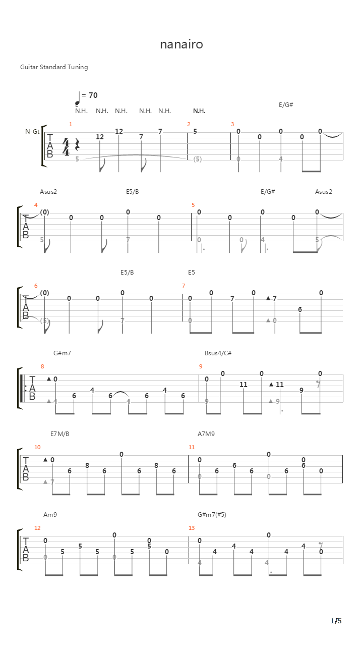 Nanairo吉他谱