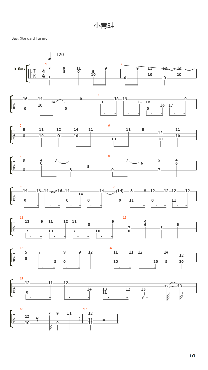 旅行青蛙BGM(BASS SOLO)吉他谱