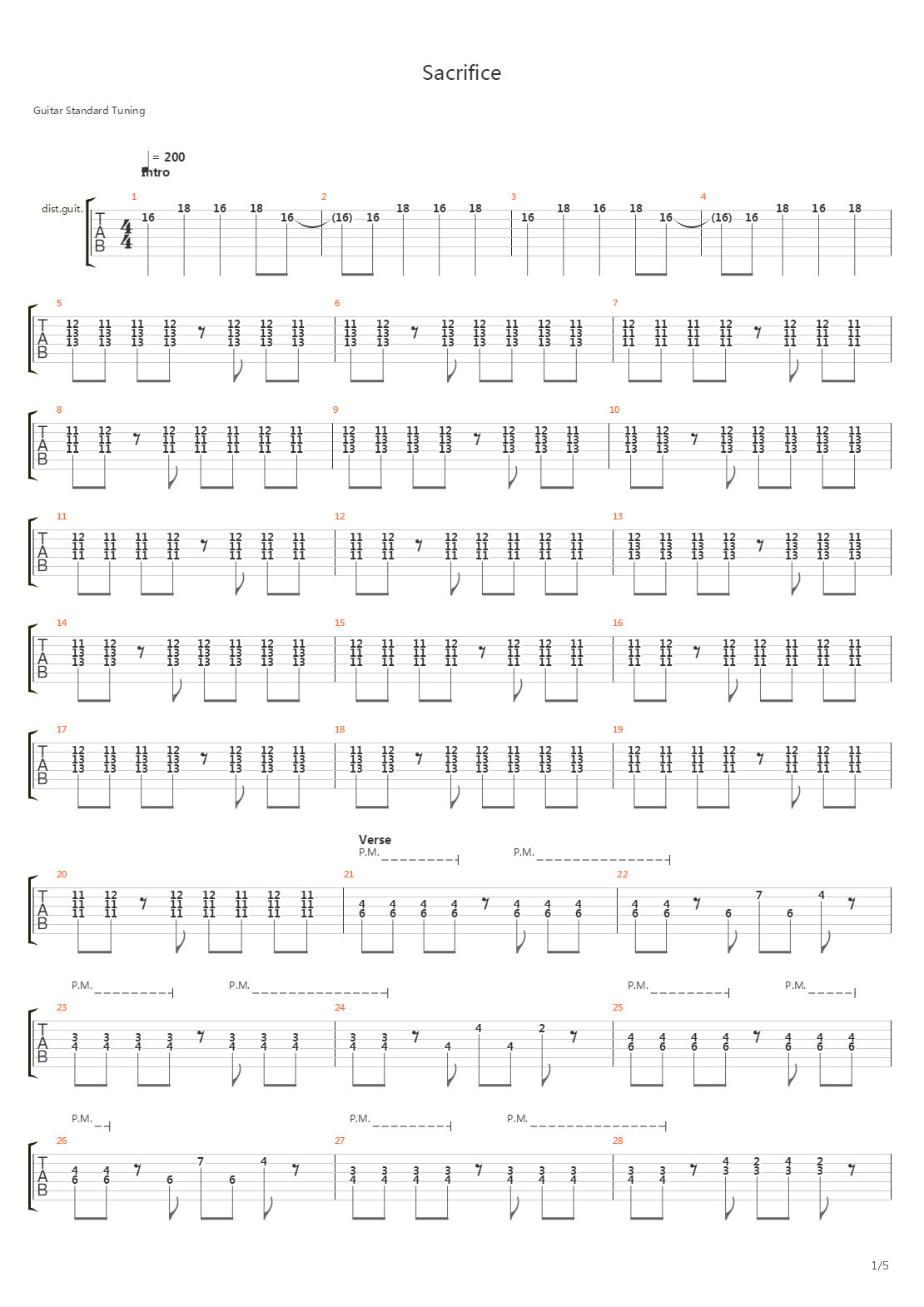 Sacrifice吉他谱