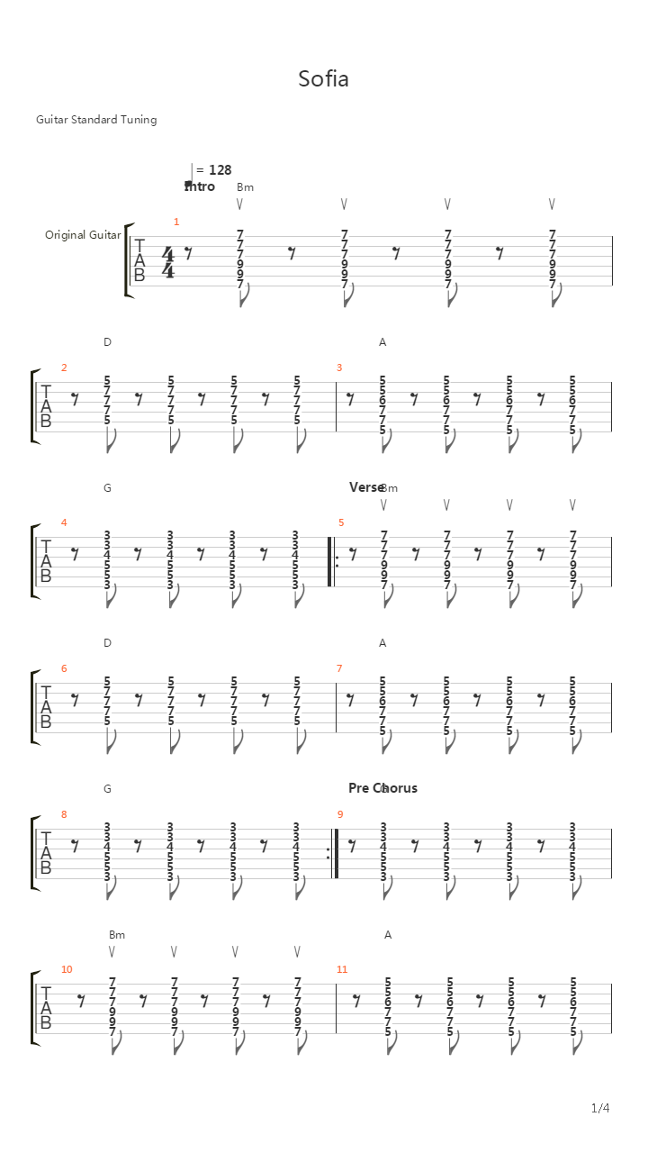 Sofia吉他谱
