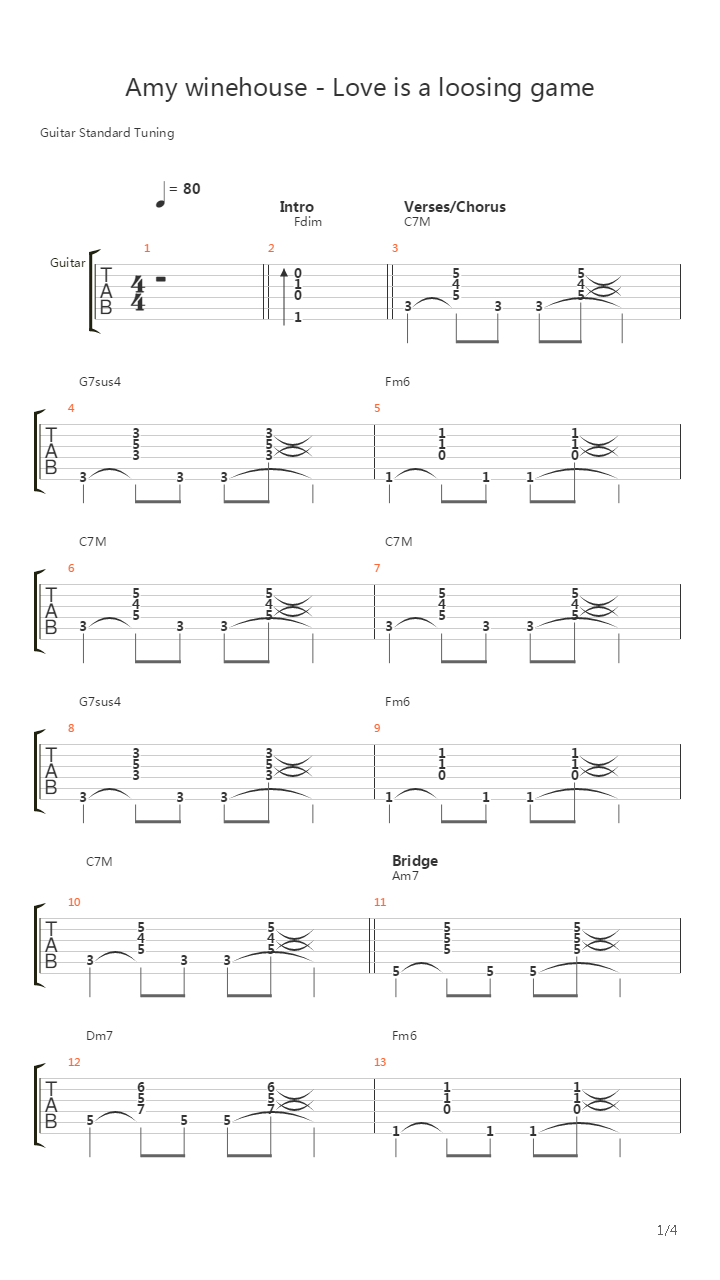 Love Is A Losing Game吉他谱