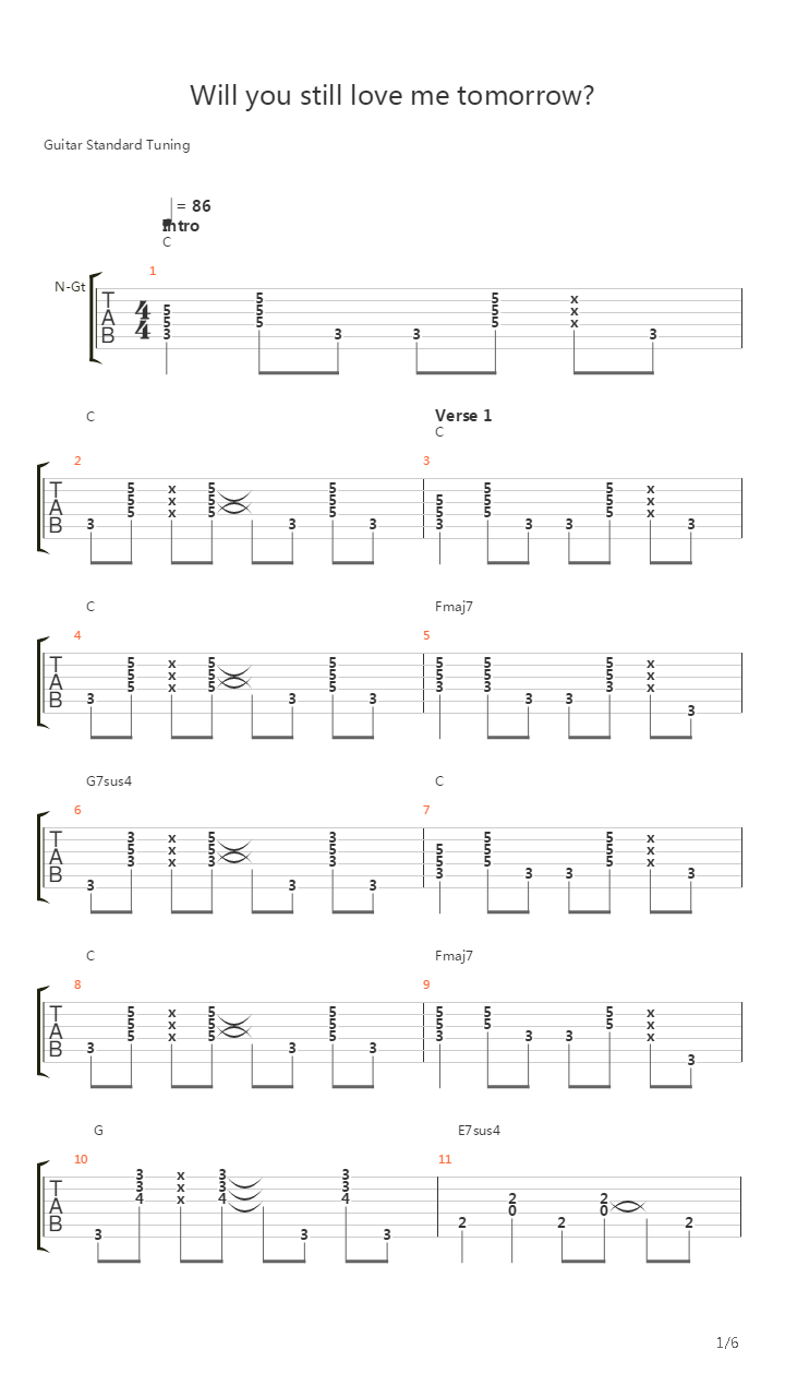 Will You Still Love Me Tomorrow吉他谱