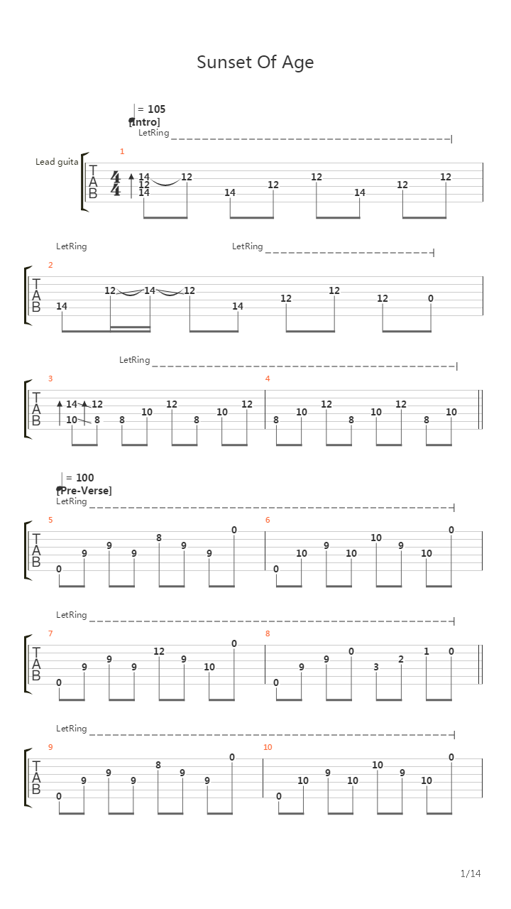 Sunset Of Age吉他谱
