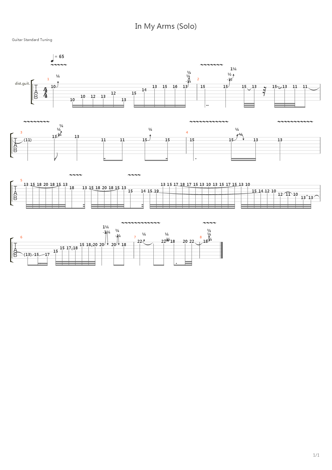 In My Arms solo吉他谱