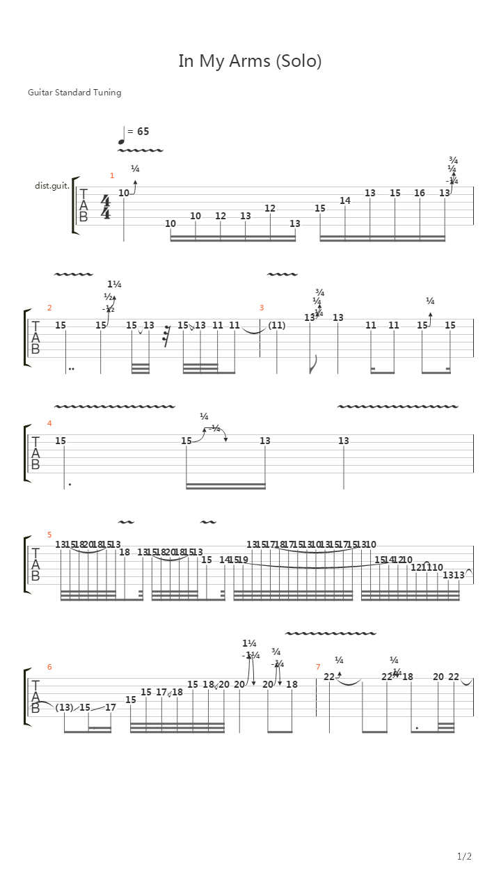 In My Arms solo吉他谱