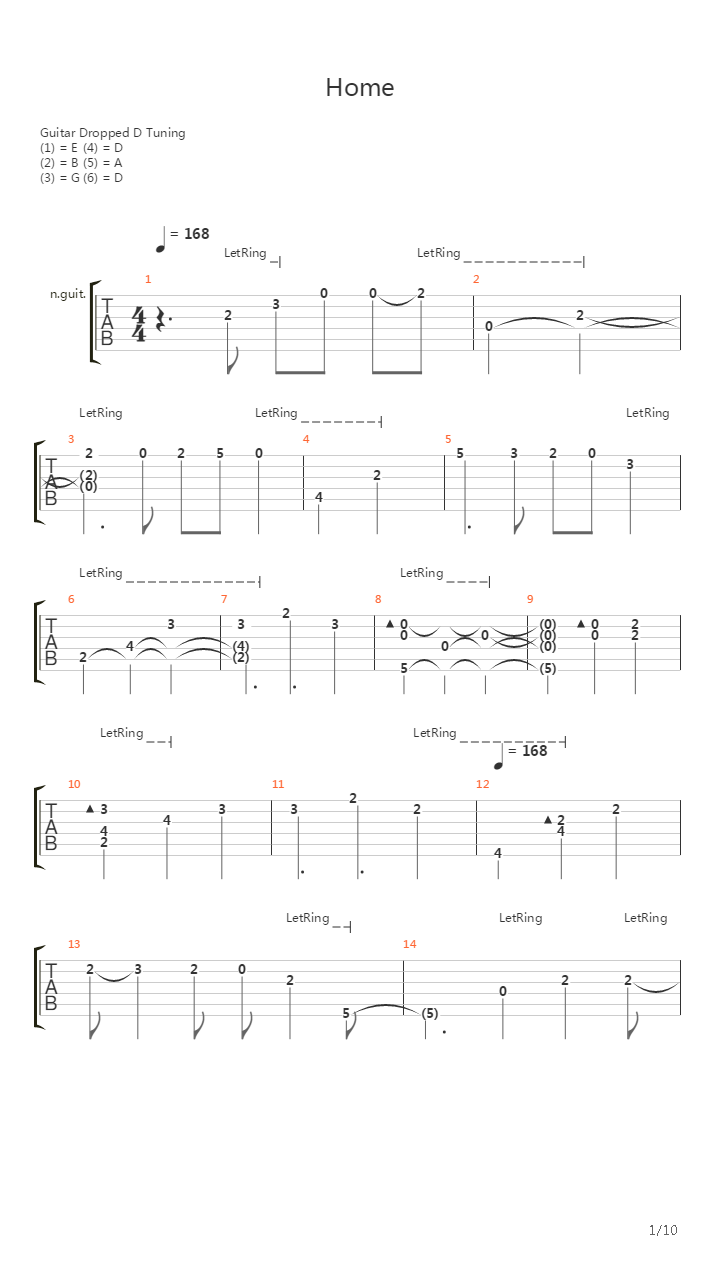 Home吉他谱