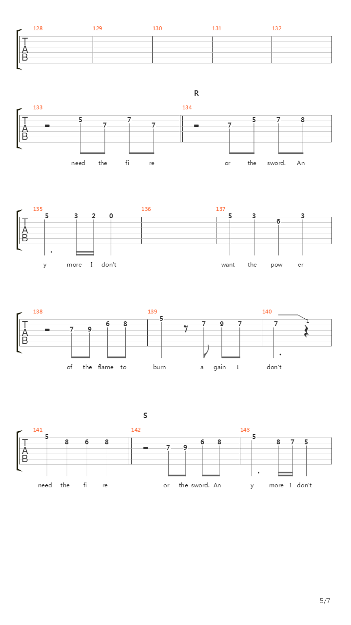 Fire N The Sword吉他谱