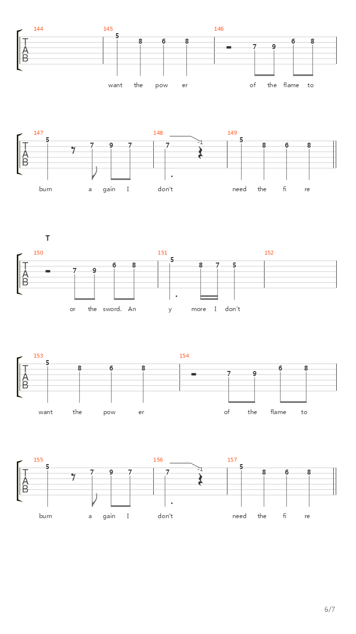 Fire N The Sword吉他谱