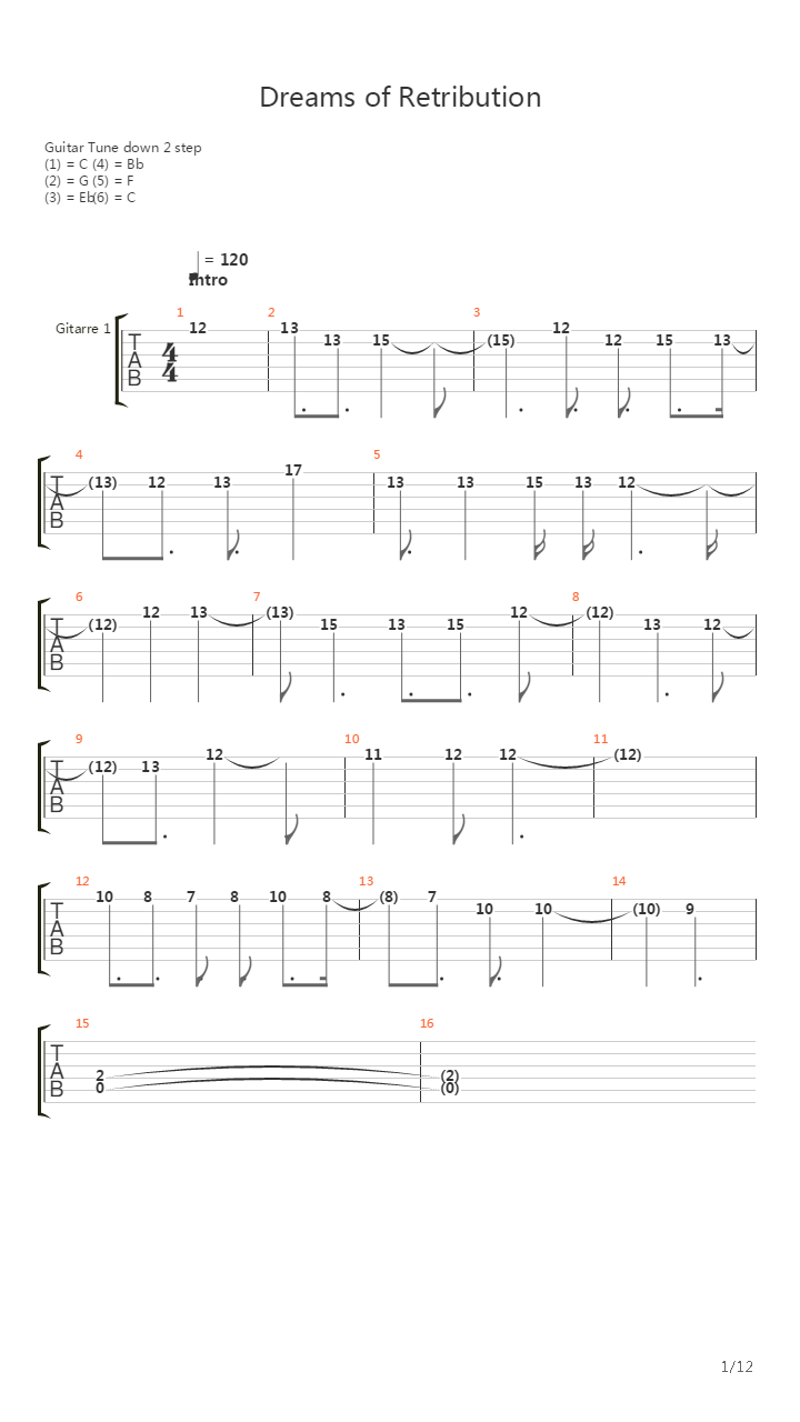 Dream Of Retribution吉他谱