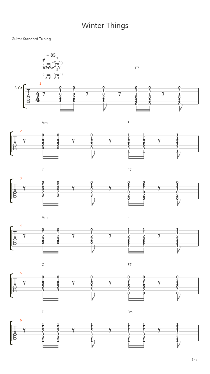 Winter Things吉他谱