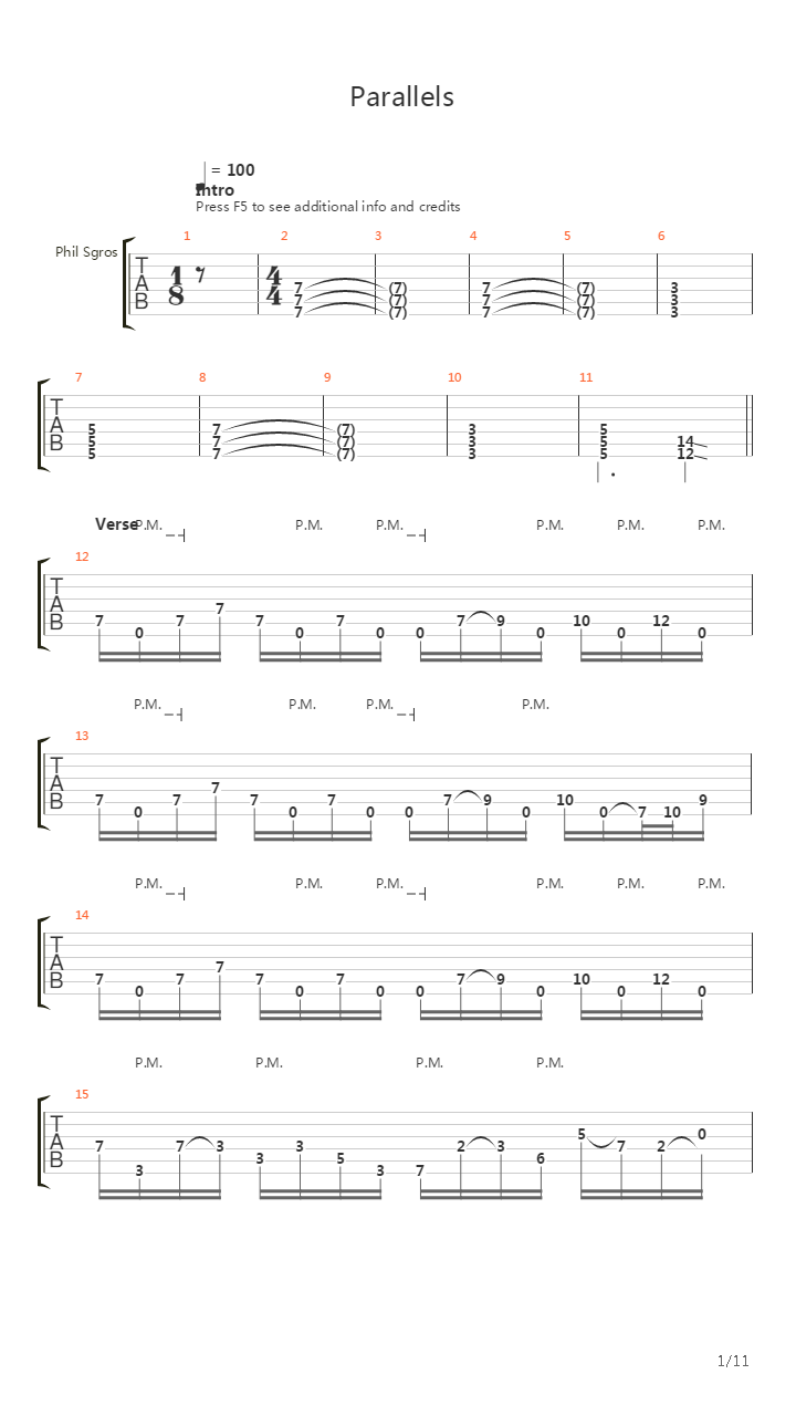 Parallels吉他谱