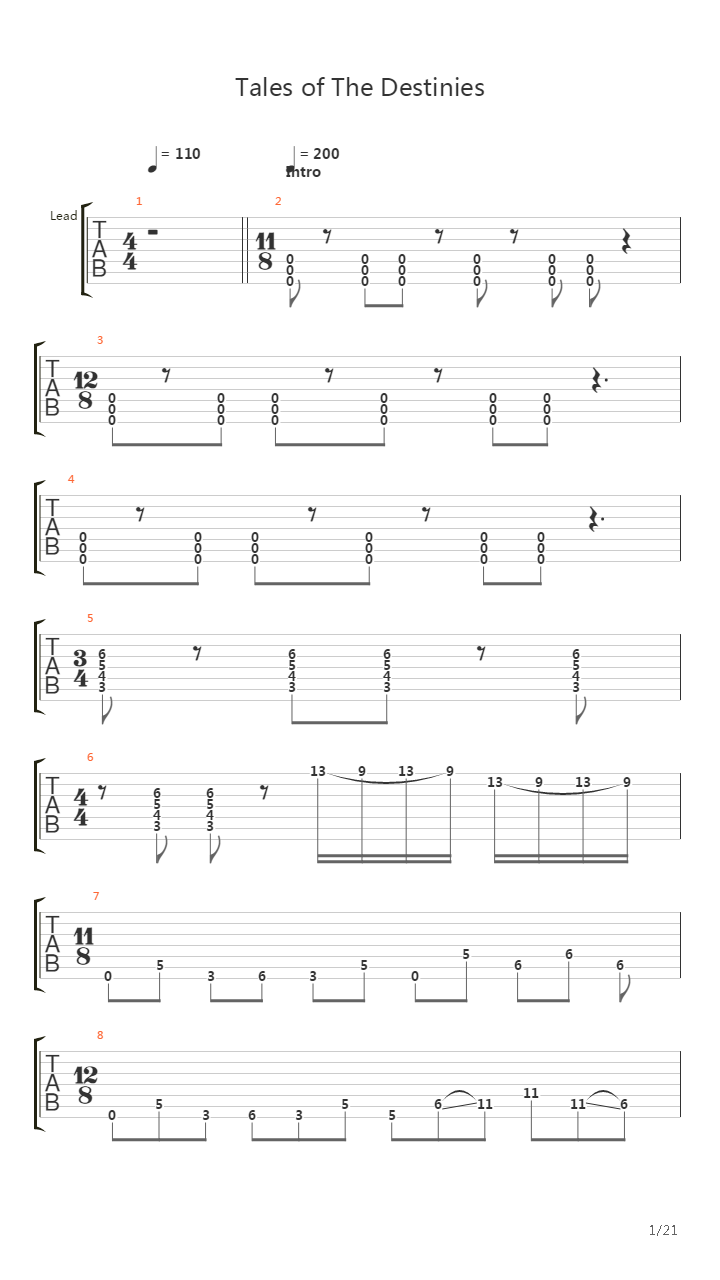 Tales Of The Destinies吉他谱