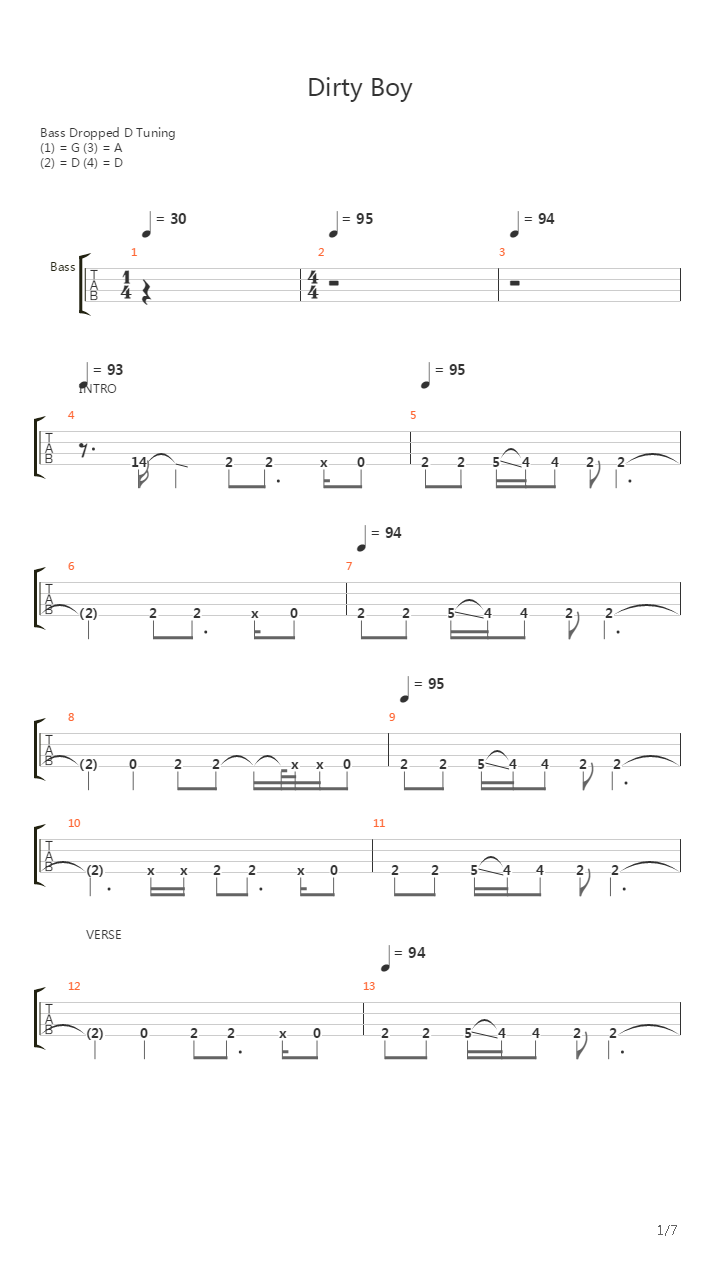 Dirty Boy吉他谱