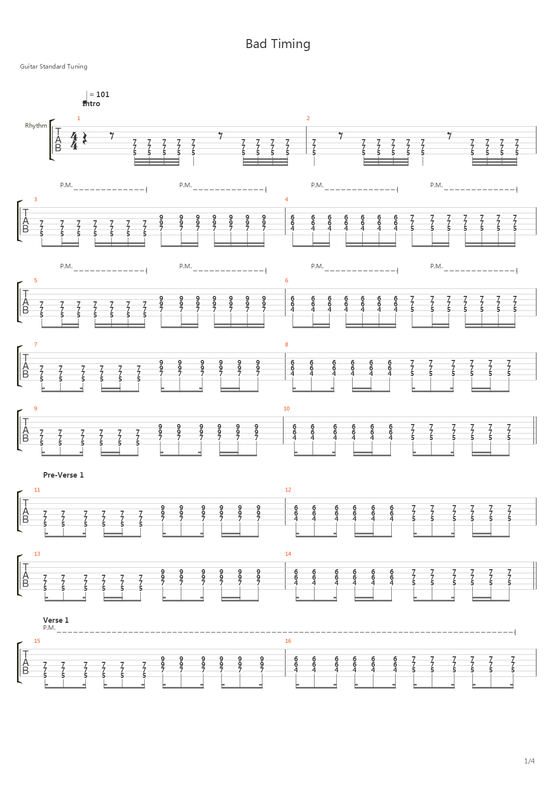 Bad Timing吉他谱