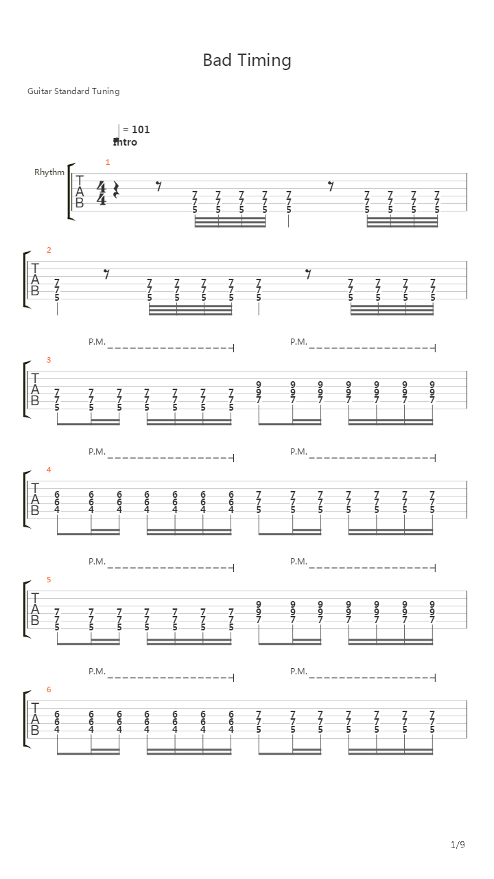 Bad Timing吉他谱