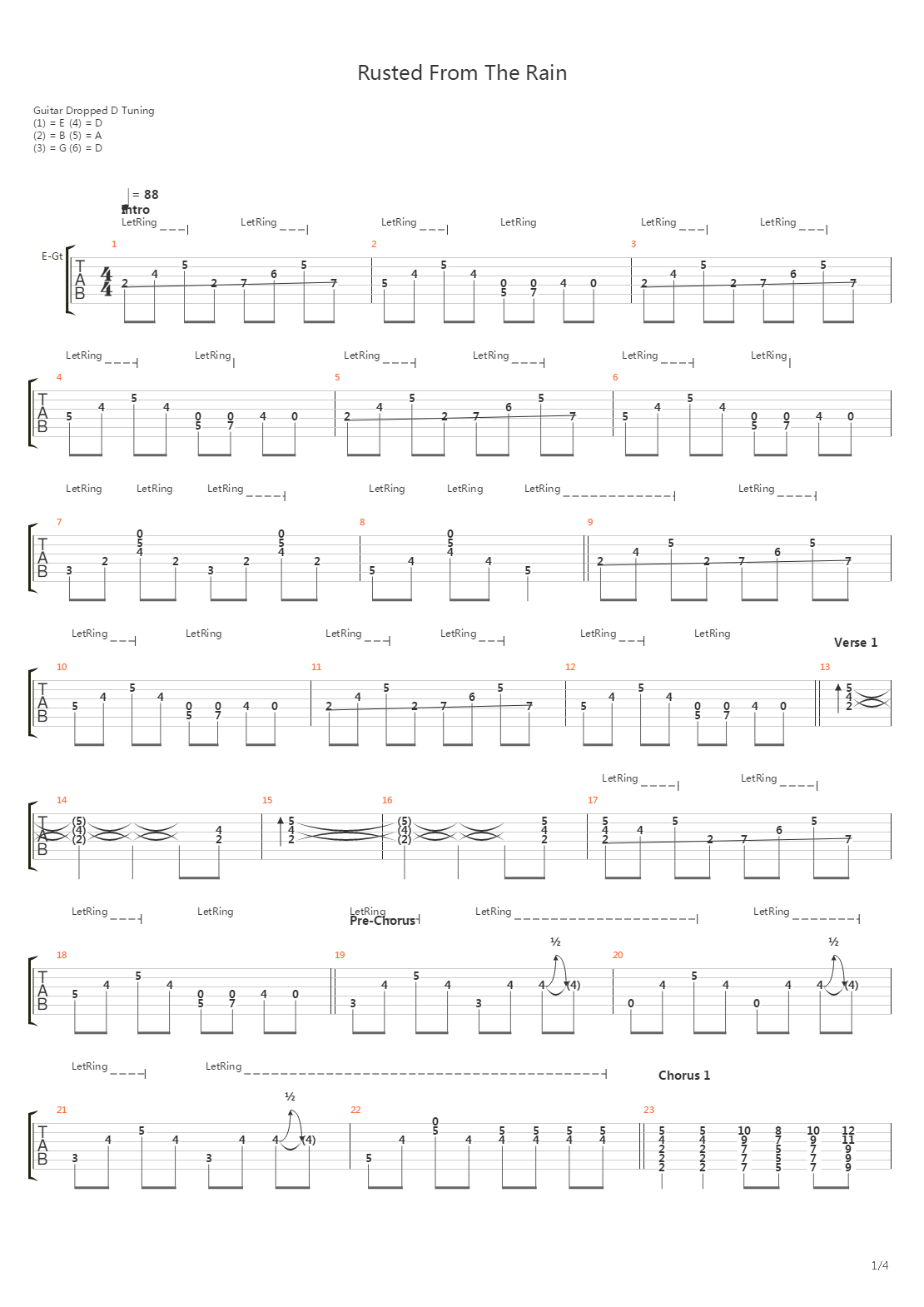 Rusted From The Rain吉他谱