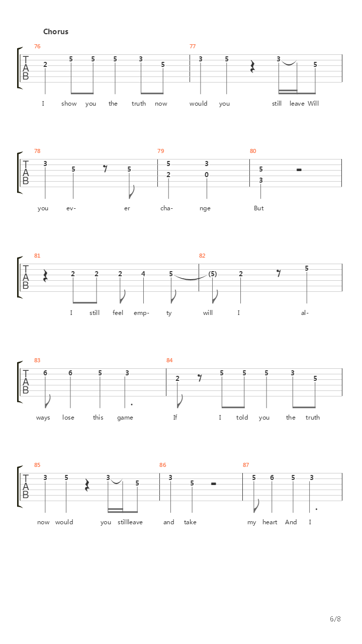 Lines In The Sand吉他谱