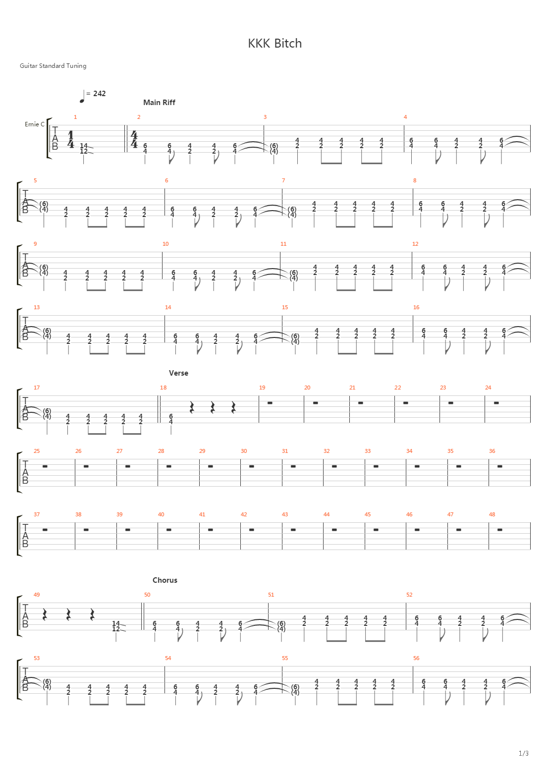 Kkk Bitch吉他谱