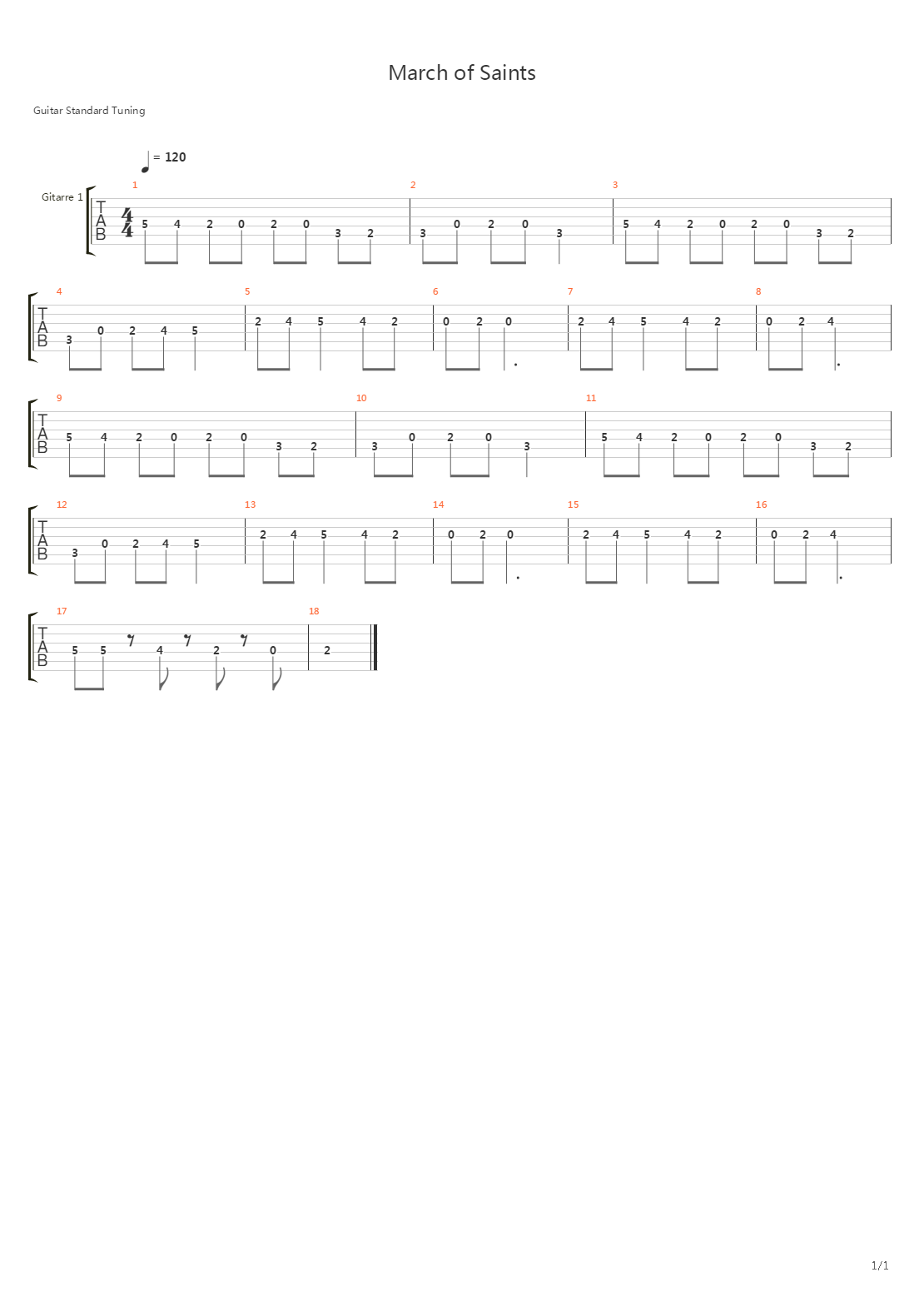 March Of Saints吉他谱