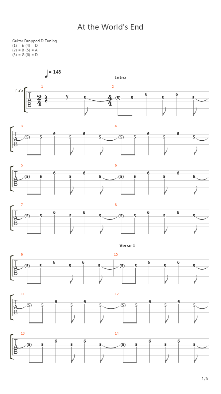 At The Worlds End吉他谱