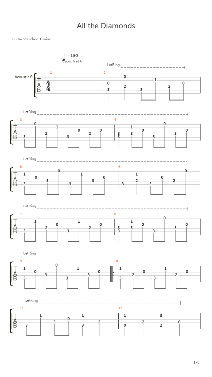 All The Diamonds吉他谱