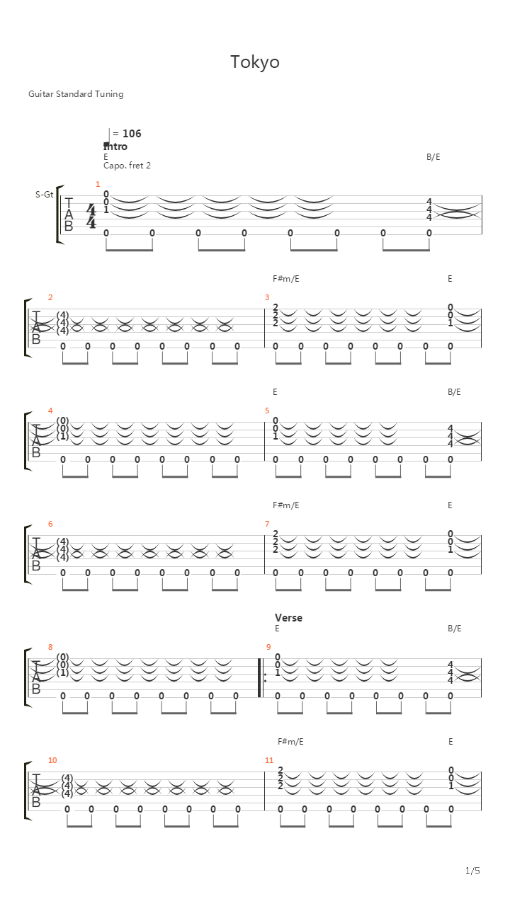 Tokyo吉他谱